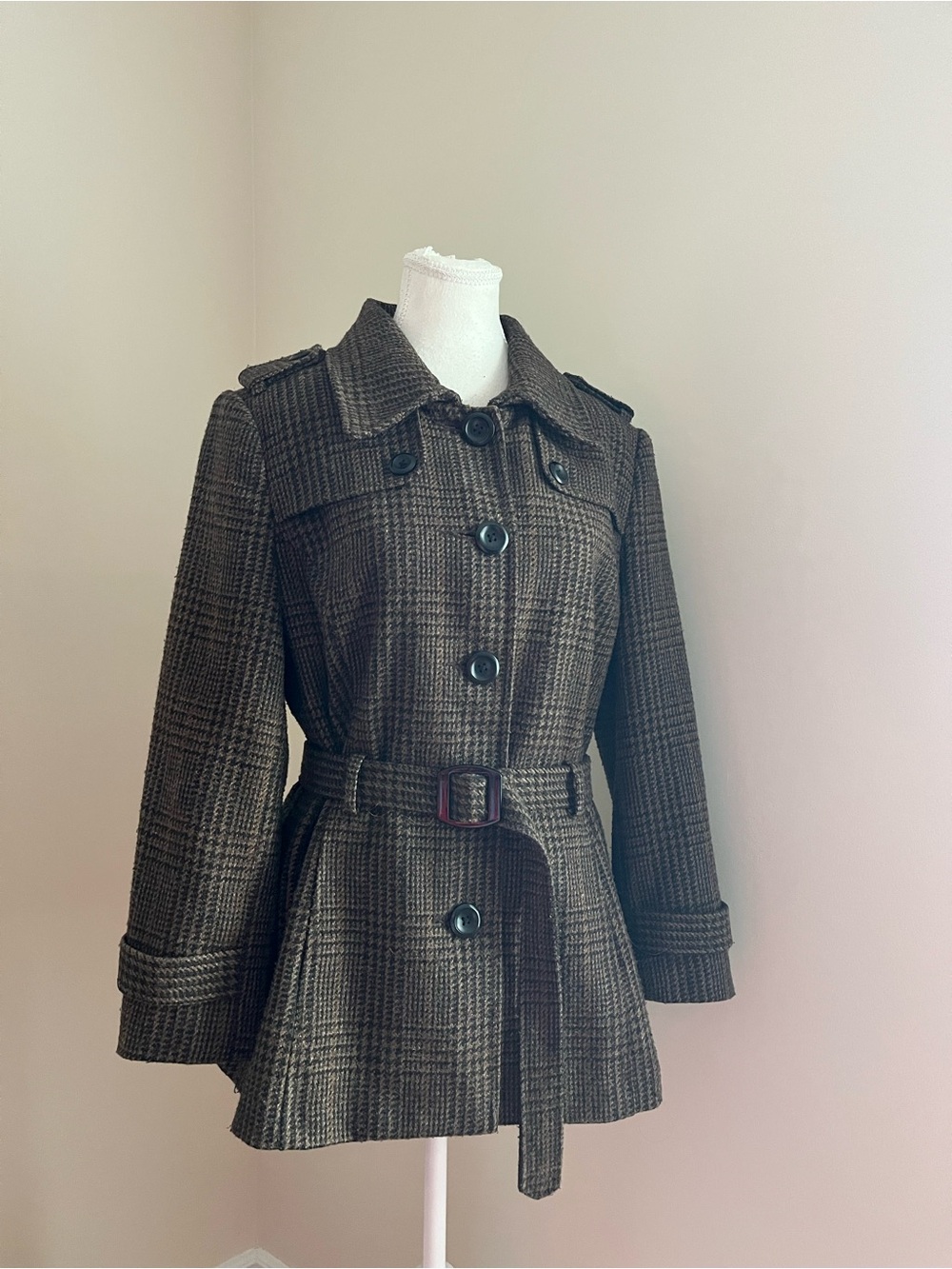 Ricki's Brown Plaid Belted Trench Coat